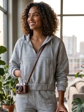 POPFLEX Active Adventure Hoodie - Heather Grey - Size M